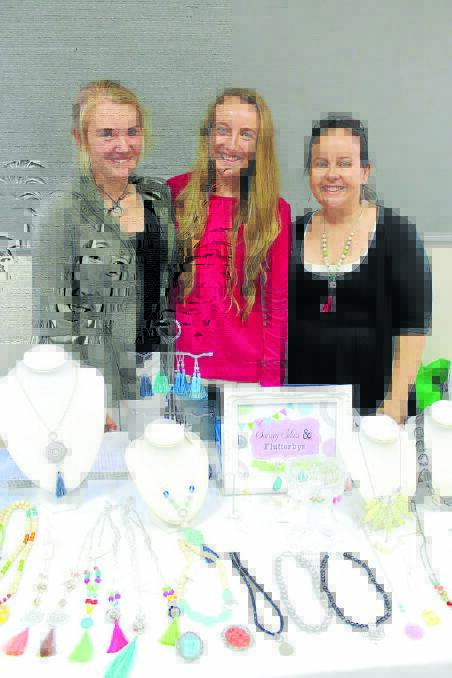 Bonnie Bremner, Grace Parker and Amanda Gaffney-Ray sell Amanda’s Sunny Skies and Flutterbys jewellery at the Mudgee Makers’ Market.