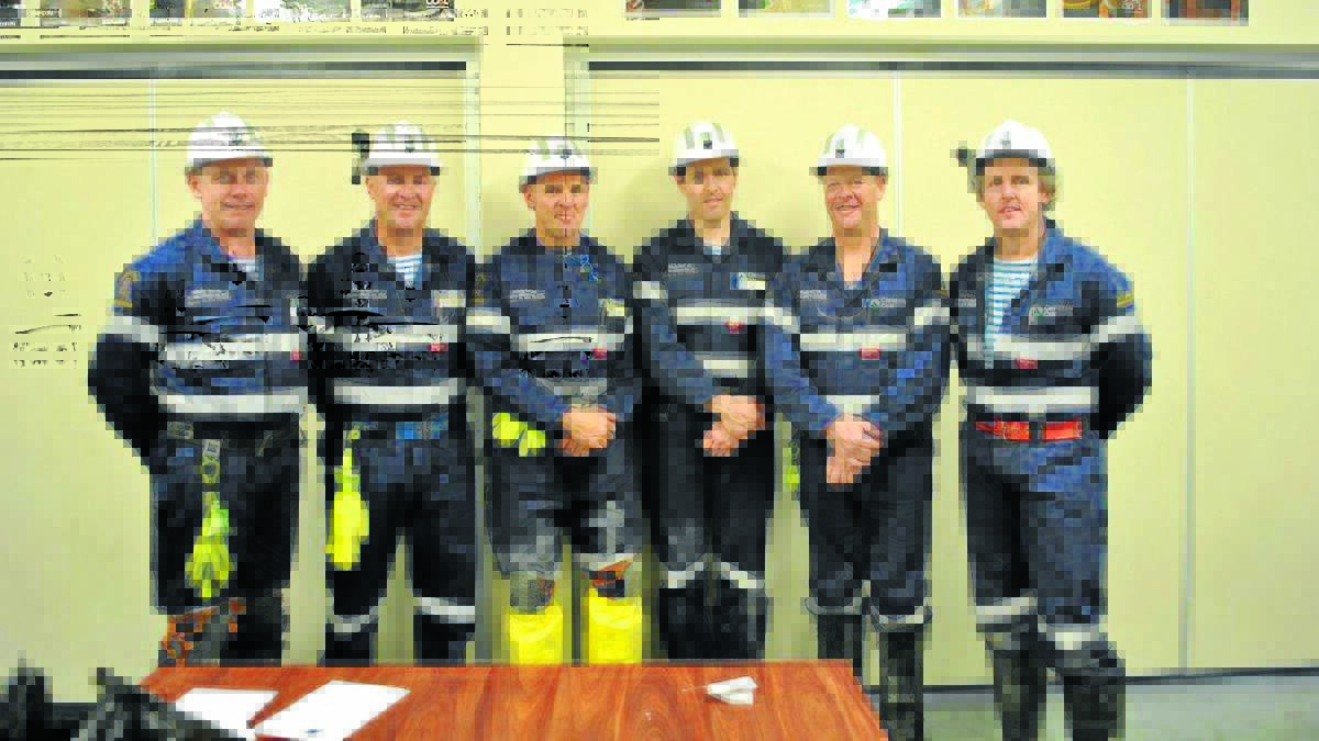 The annual Western District Mines Rescue competition was held at Ulan West last Friday and was taken out by the Angus Place team, (from left) Graeme Healey, Ross Dowsett, Joe Luchetti, Matt Moore, Paul Staines, and Brad Duggan.