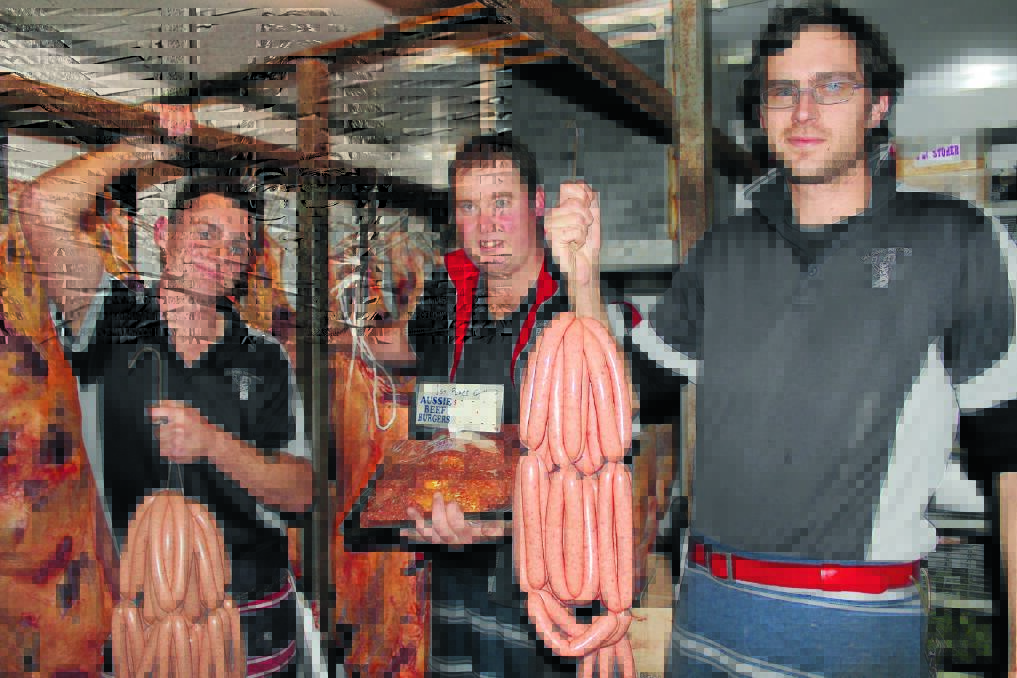 TOP SAUSAGE: Gulgong Butchery took out two categories and placed in four others at the  2014 NSW/ACT Sausage King and Best Butchers Burger Competition Central West heats. Pictured are Dylan Riley, Peter Roche, and Heath Frost.