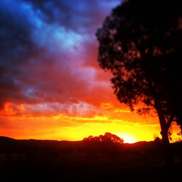 Sunset on Monday, March 30, 2015, snapped by Mudgee’s Genevieve Palmer.