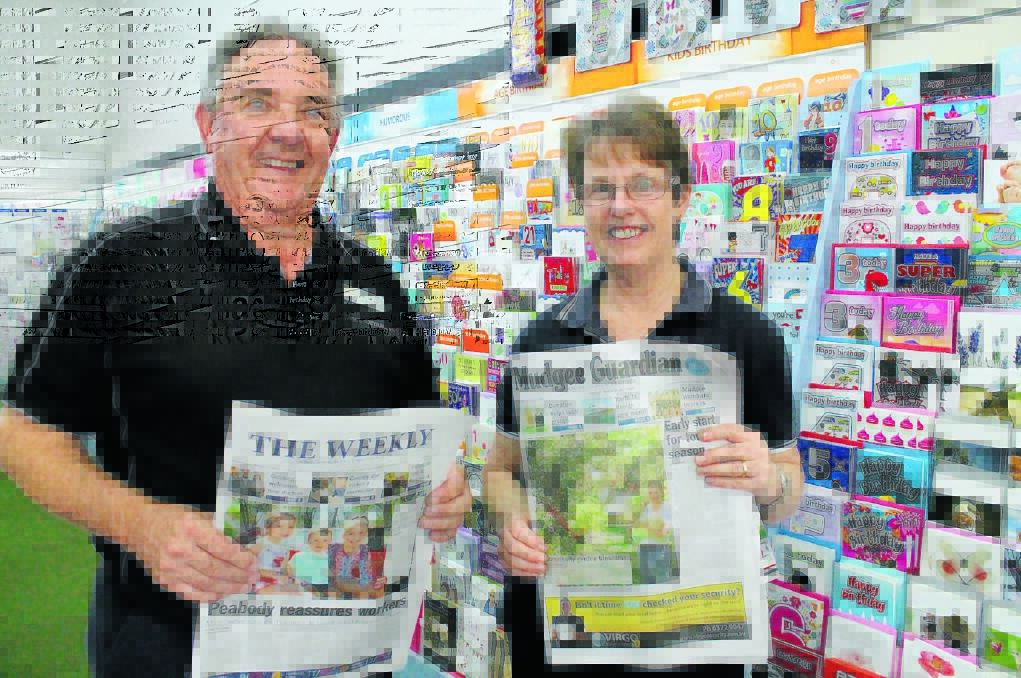 Haydn and Rhonda Clarke at Gulgong Newsagency will be selling the final edition of The Weekly today, but the Gulgong pages, along with the news from Rylstone-Kandos, will still be found in the new Tuesday Guardian.