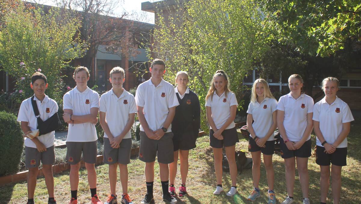 Mudgee High School’s Western players who will be in action in this weekend’s NSW CHS Under 15s championships, (from left) Lincoln Huia, Mitchell Winsper, Toby Forrest, Adam O’Connell, Kylie Campbell, Molly Forrest, Alyssa Shoulders, Grace Quinn, and Ruby Forrest.