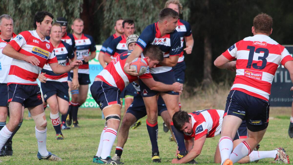 WRAPPED-UP: The Wombats fell to a second-half surge from the Cowra Eagles. Photo: Pete Guthrie.
