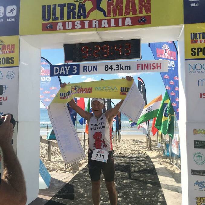 NOOSA HERO: Adam Mort, Mudgee's ultraman competitior, finished all three days of the Noosa event. Photo: supplied.