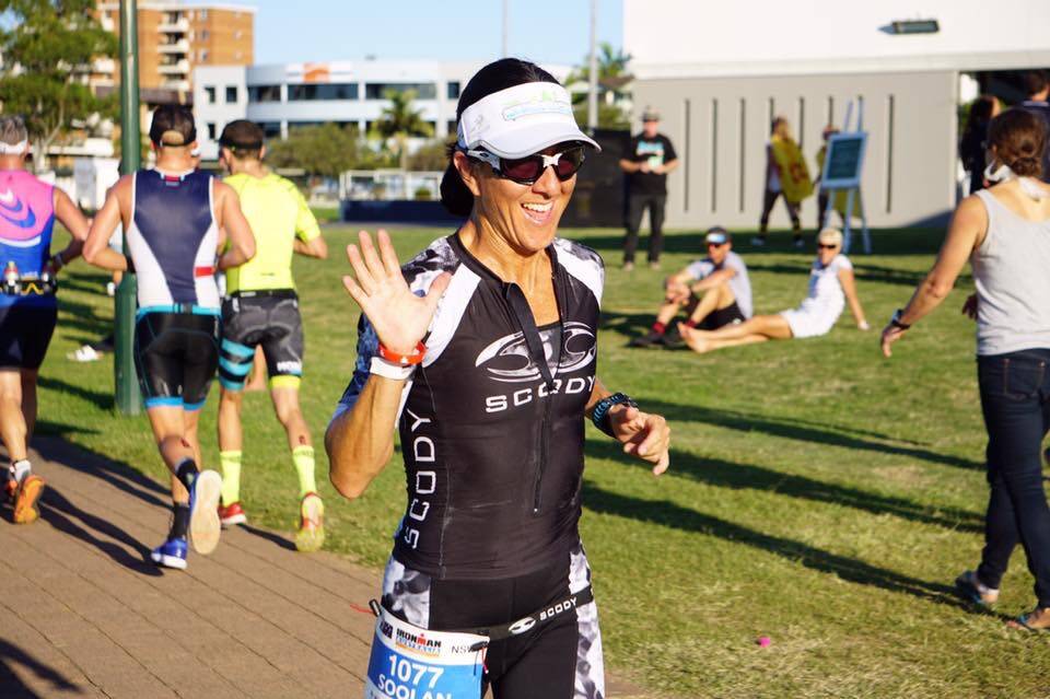 HAWAII-BOUND: Soolan Clifford still managed a smile during her Ironman competition race in Port Macquarie. Photo: supplied.