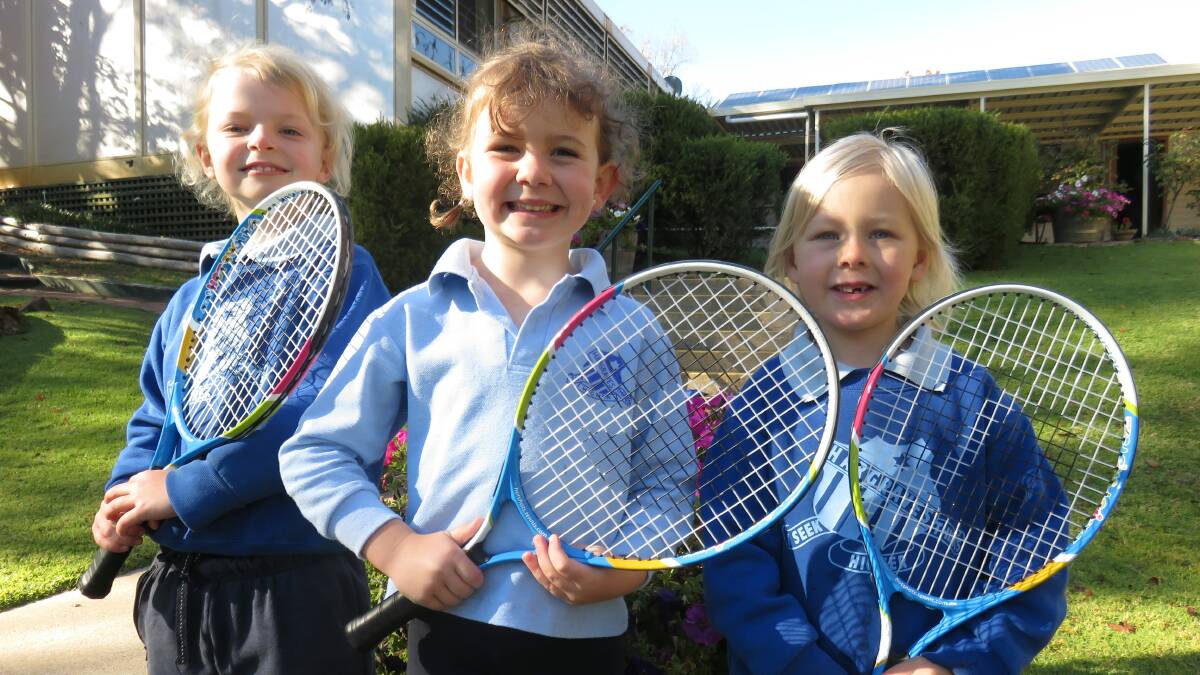 Charlotte Shoemark, Ruby Colley and Gracey Signal all enjoyed their new racquets.