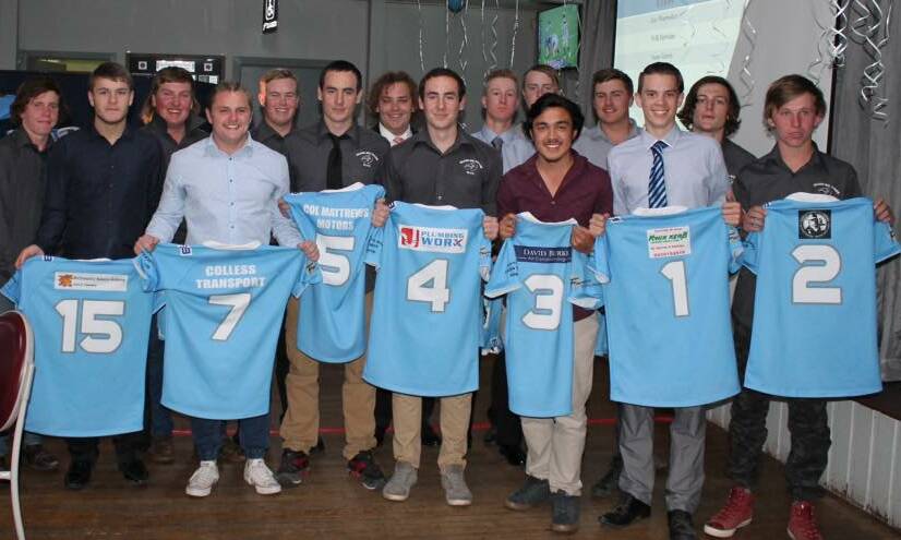 BRIGHT IN BLUE: The Under 18 Gulgong Terriers proudly displaying their jerseys for the year.