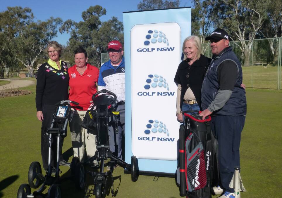 Michelle Adiar (NSW Golf), Chantell Greaves (Dunnedo), Mark Hale (Mudgee), Phyllis Miller (Forbes Shire) and Paul Friend (Peak Hill) at the Championships.
