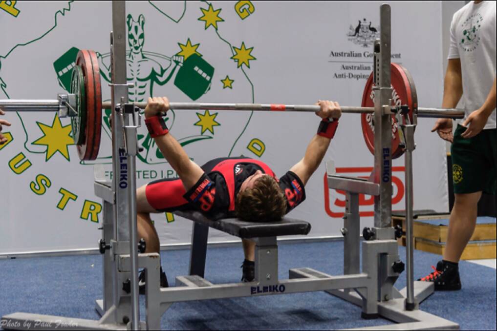 POWER: Jono George broke the Australian Oceania Bench Press record with a 151kg lift. Photo: Supplied
