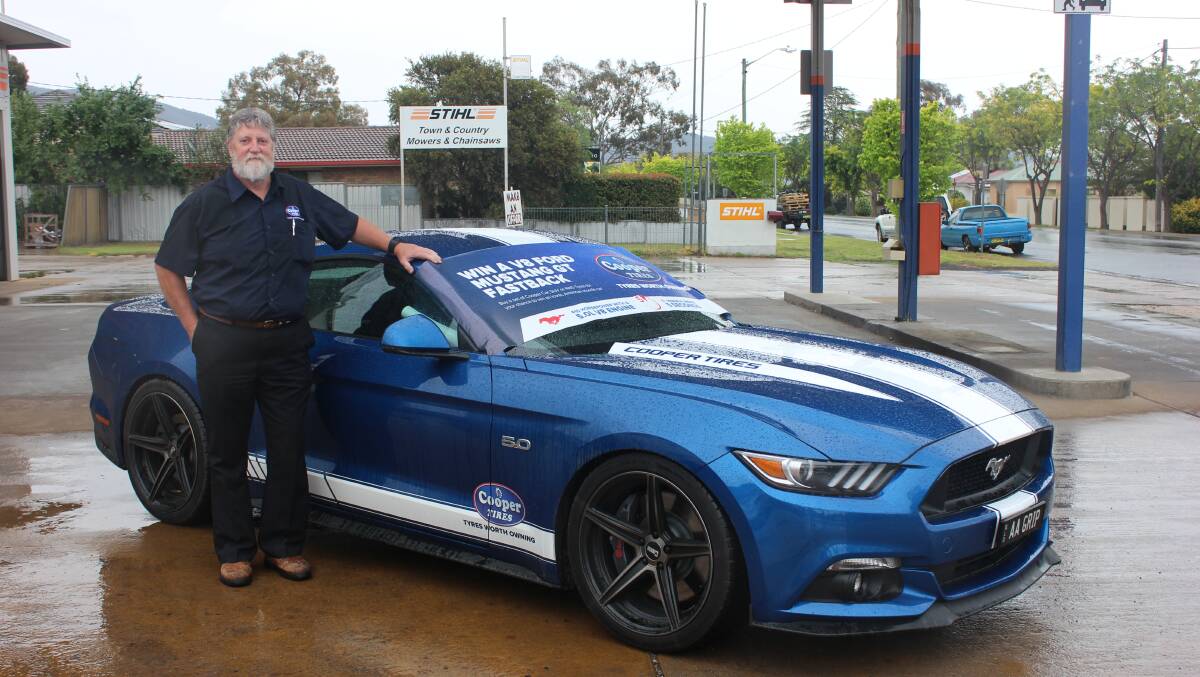 START YOUR ENGINES: Cooper Tires' regional sales representative Ian Shepherd was in town showing off the GT Fastback Mustang. Photo: Jake Humphreys
