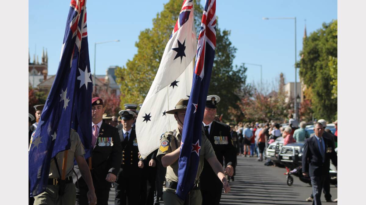 The Anzac Day march in Mudgee this morning. 