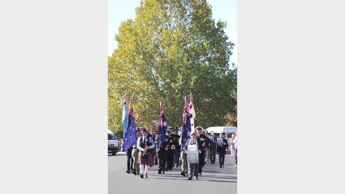 The Anzac Day march in Mudgee this morning. 