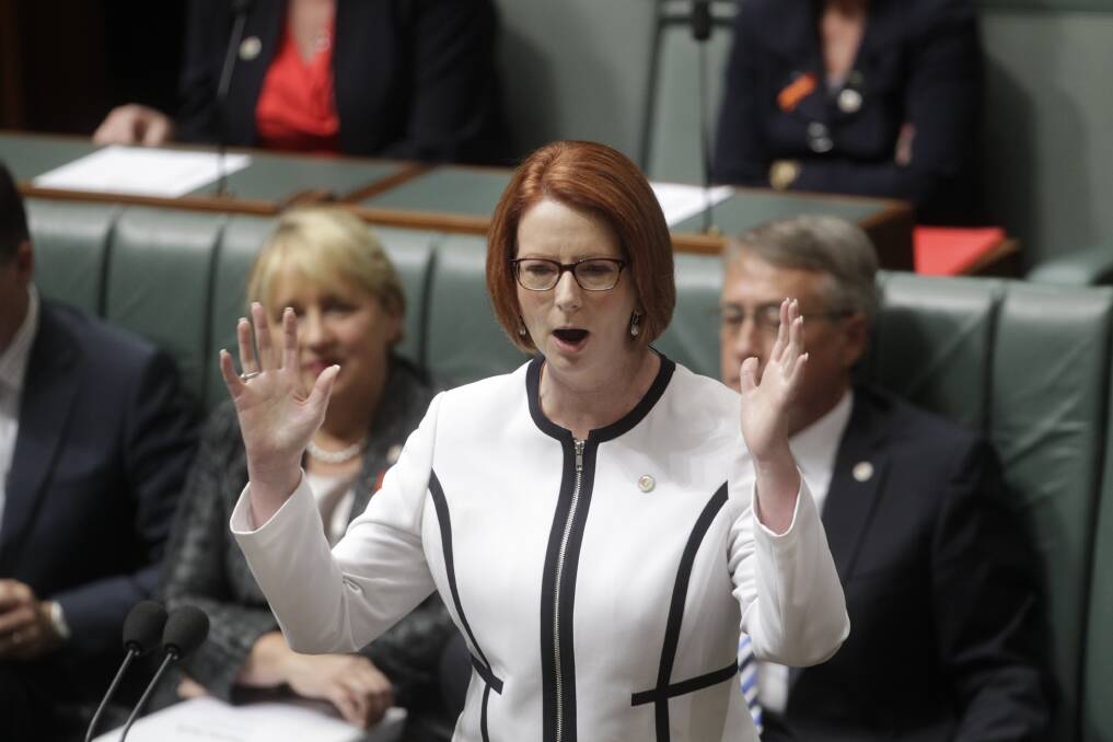 Prime Minister Julia Gillard argues during question time. Photo: Fairfax Media
