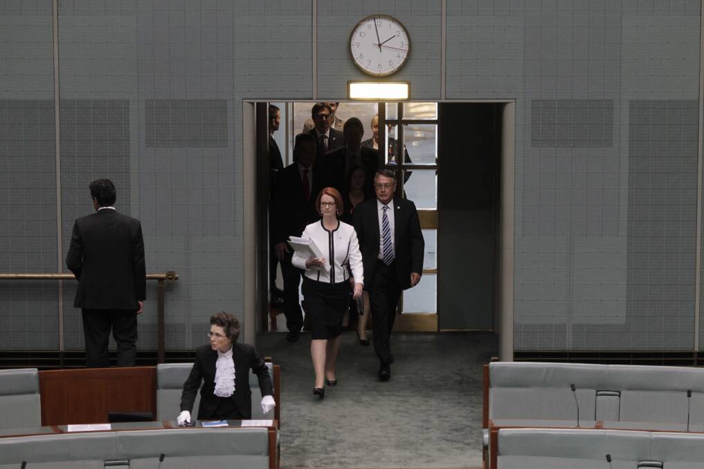 Prime Minister Julia Gillard enters question time. Photo: Fairfax Media