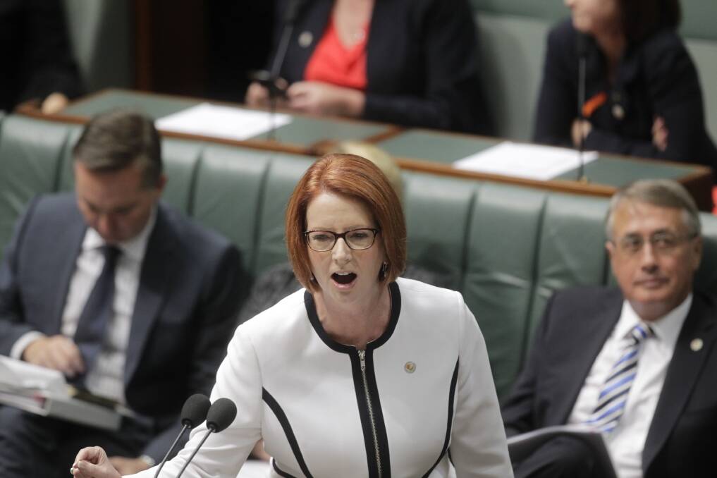 Prime Minister Julia Gillard argues during question time. Photo: Fairfax Media