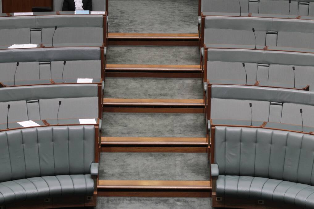 Empty seats before question time at Parliament House, Canberra. Photo: Fairfax Media
