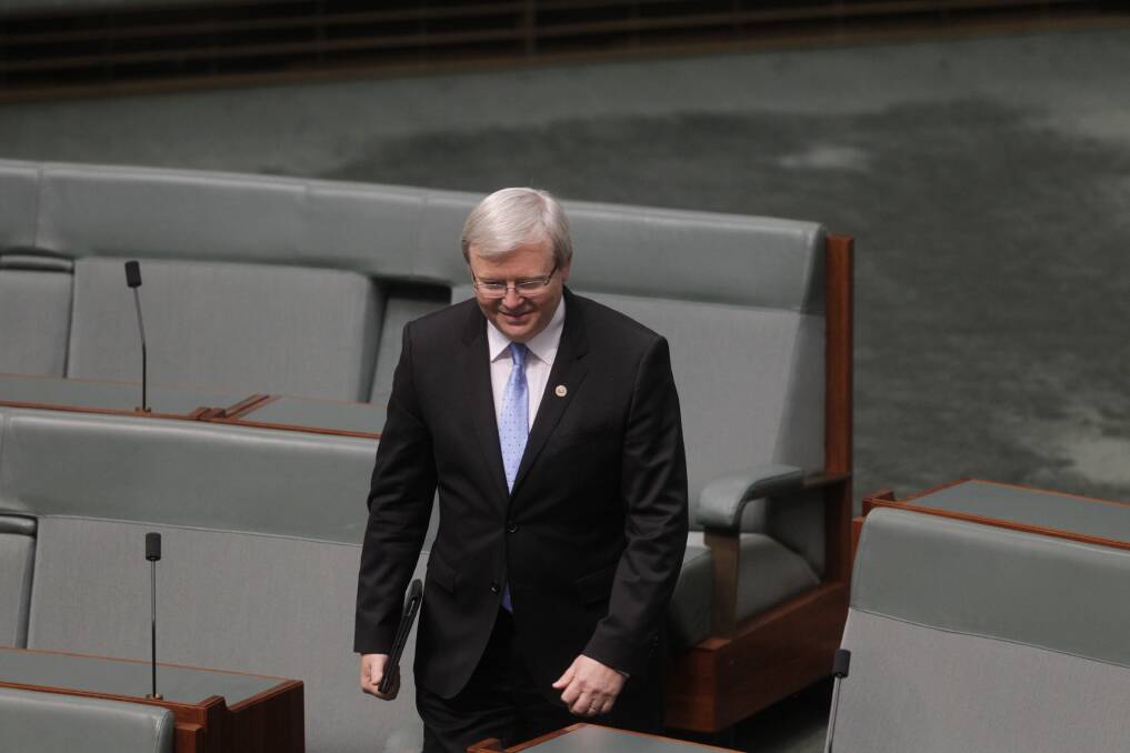 Kevin Rudd enters question time. Photo: Fairfax Media