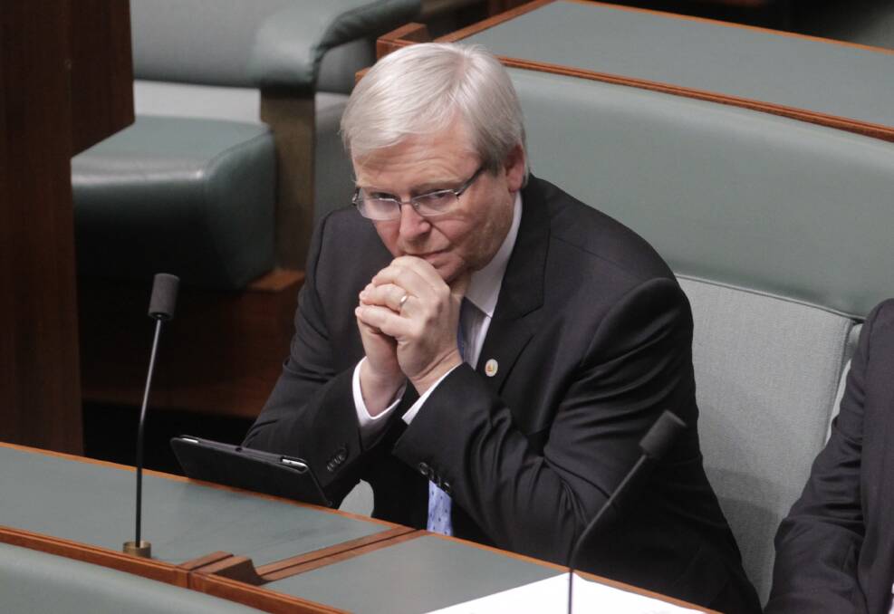 Kevin Rudd looks thoughtful as he waits for question time to begin at Parliament House in Canberra. Photo: Fairfax Media