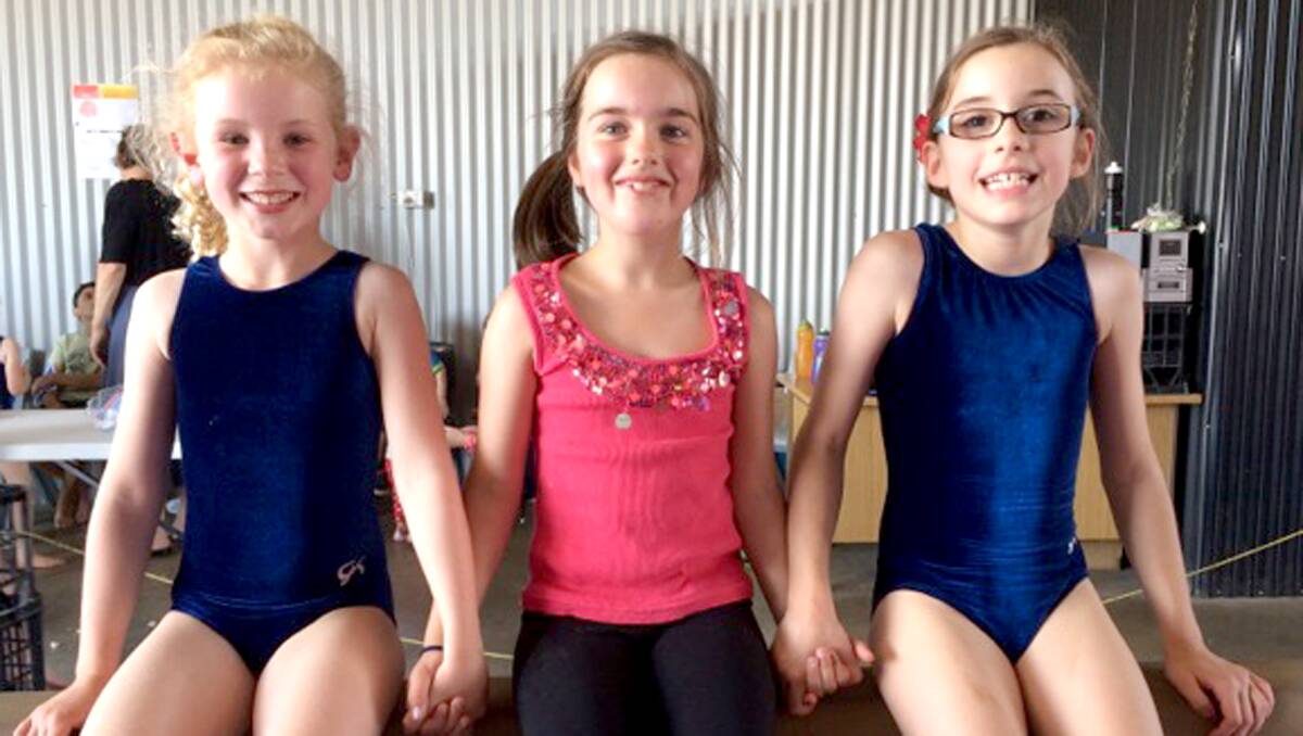 Harriet Etherington, Jemima James and Tandia Briggs at Mudgee Gymnastics.