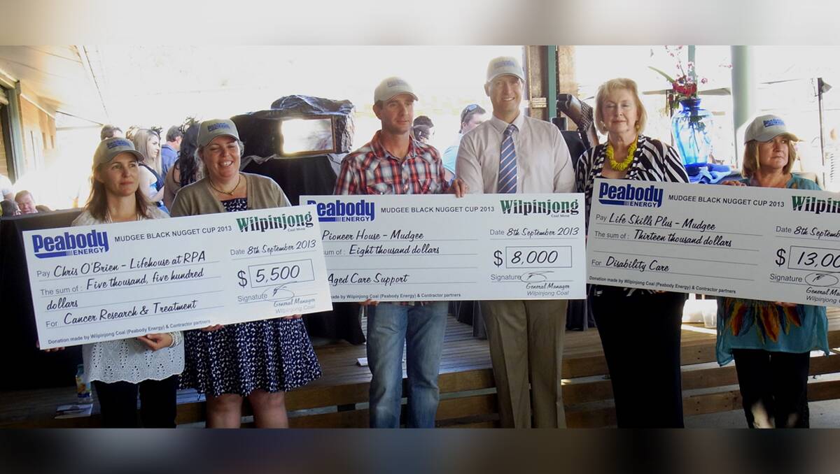 Jenny Seccombe, Vicki Seccombe, Julian Geddes, Jamie Lees, Carolyn Peak, Sue Nelson at the presentation of donations from this year’s Peabody Energy Black Nugget Cup.