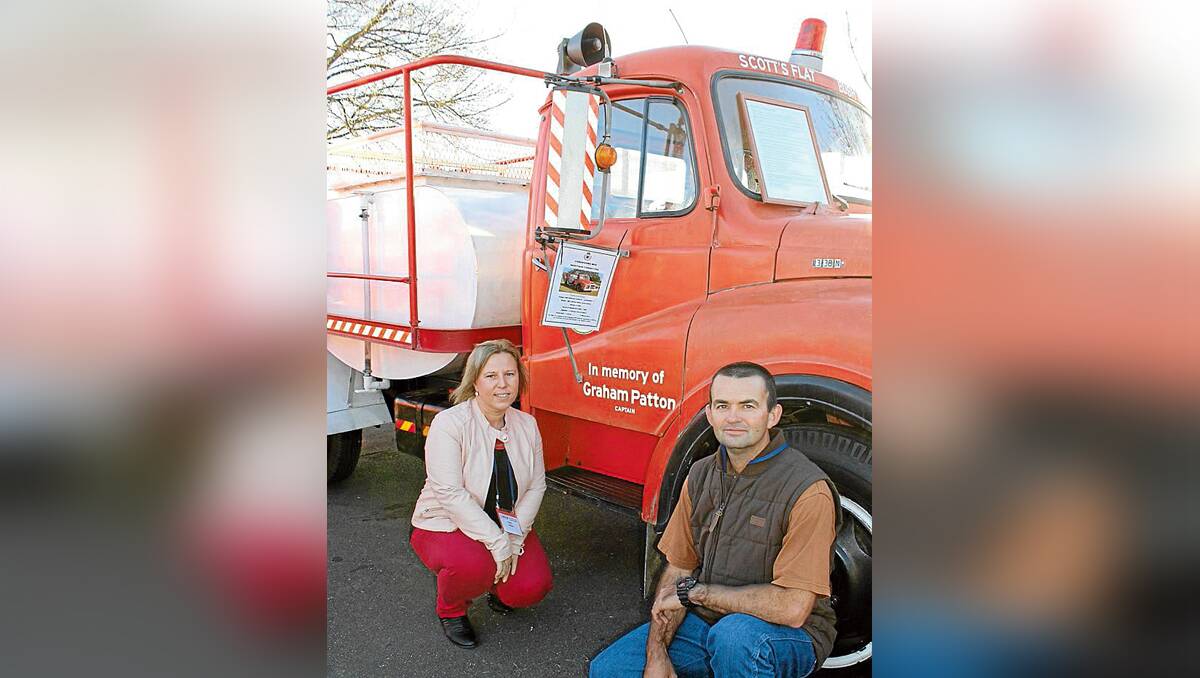 Karen and David Patton with the 1966 BMC fire truck dedicated to David’s father, the late Graham Patton.