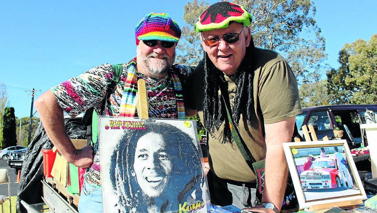 Roger Heap and David Innes (Rylstone) stand next to Bob Marley’s infamous record “Kaya”. PHOTO: DARREN SNYDER
