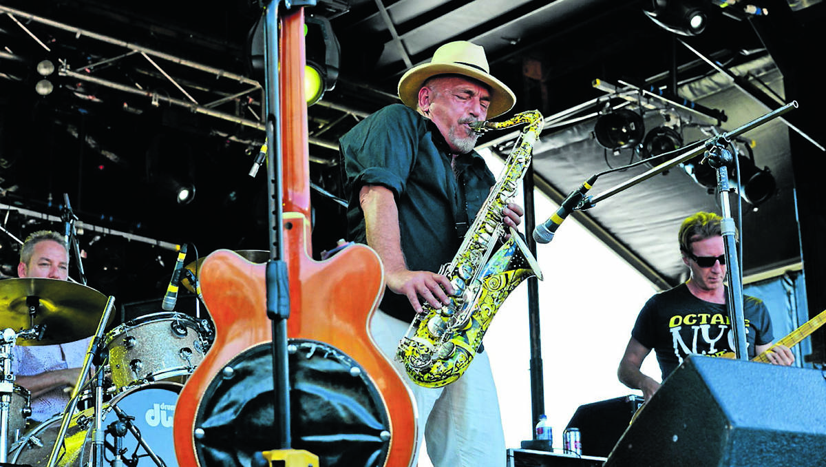 Joe Camilleri on stage with The Black Sorrows.  Photo by Col Boyd