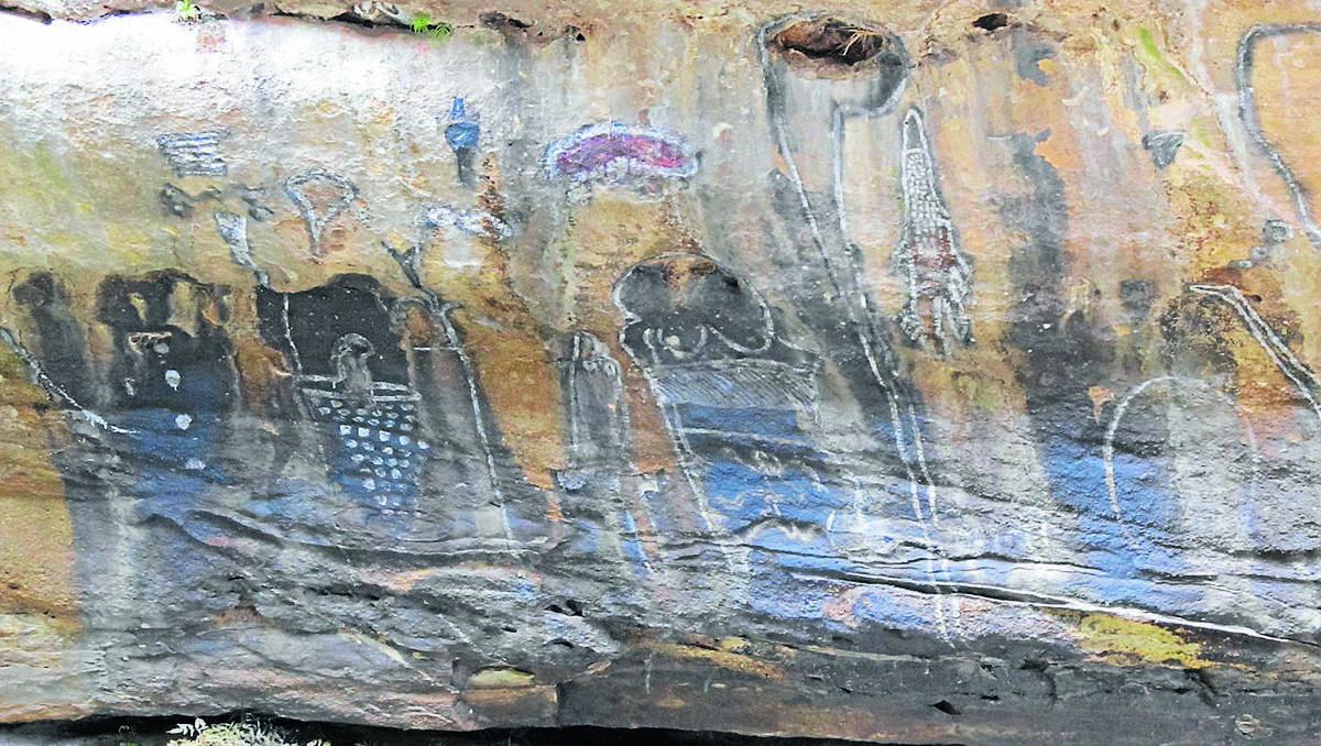 The Whiteley mural, showing animals, birds and human figures.