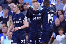 Another Cole Palmer (C) goal has helped Chelsea to a home EPL victory over Brighton. (AP PHOTO)