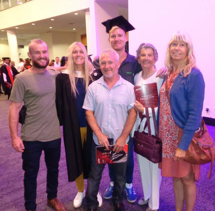 University graduation: Patty, Freya, James, Dean, Virginia and Robyn. Photo supplied