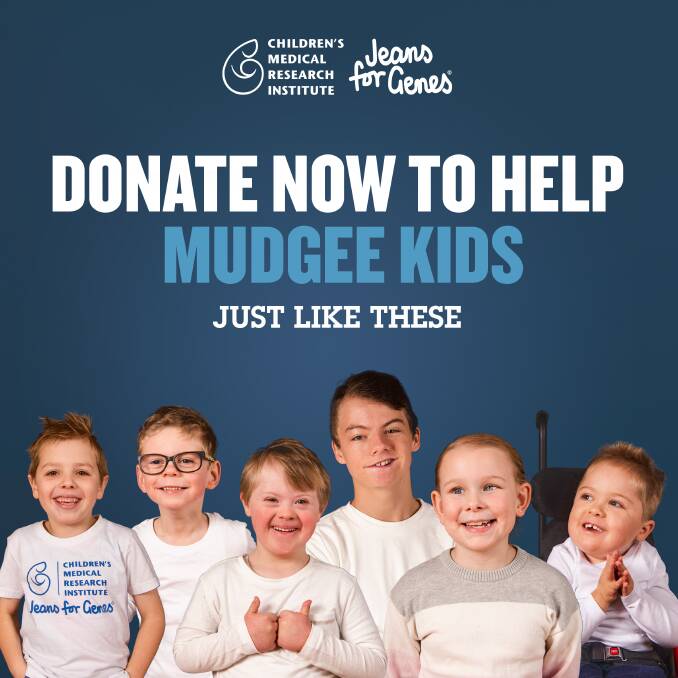 MUDGEE SUPERSTARS: The Mudgee kids involved in the CMRI Jeans for Genes campaign are Kalarny Parker, Charlie Swords, Charlie Sievers, Mia Odwyer, Bug Clarke and Charlie Rixon. 