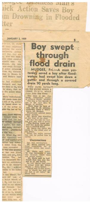 HISTORIC: Old newspaper clippings of Ian's trip down the drain. Photo: Supplied