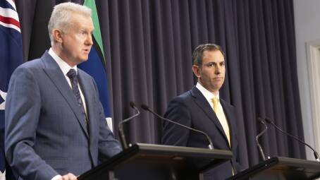 Employment Minister Tony Burke and Treasurer Jim Chalmers. Picture: Keegan Carroll