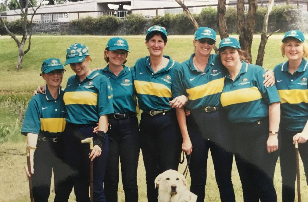 Sue-Ellen Lovett (third from right) with the Australian Para-Dressage team at the Sydney 2000 Paralympics. Picture by Judy Hogan