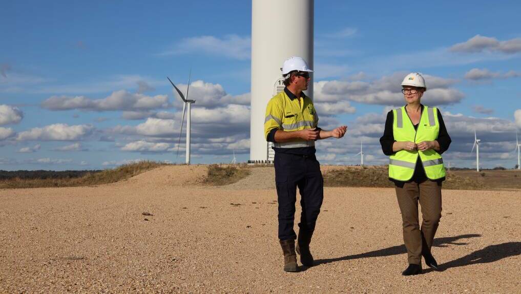 Penny Sharpe visits a wind farm project in the Central-West Orana Renewable Energy Zone. Picture supplied
