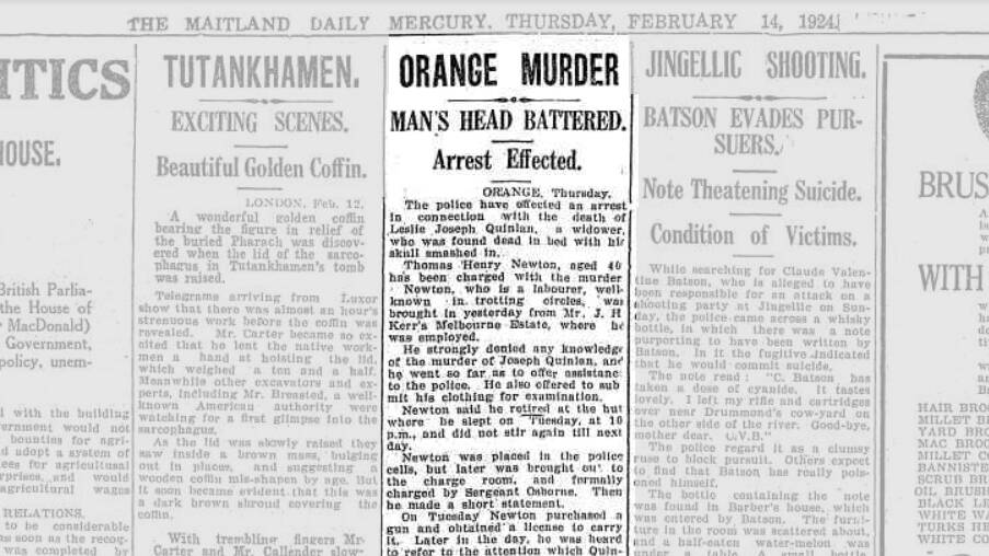 Clipping from the Maitland Daily Mercury published Thursday, February 14, 1924.