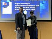 Senior Constable Rachael Coman awarded the NSW Premier’s Bushfire Emergency Citation, by Mark Coulton MP. Picture: Bageshri Savyasachi