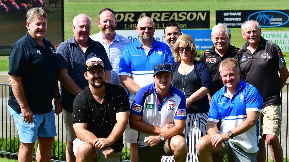 FOOTY IS ALMOST BACK: A group of Group 10 club representatives and stakeholders at the Bathurst Harness Racing Club meeting on Sunday afternoon. Photo: BRADLEY JURD