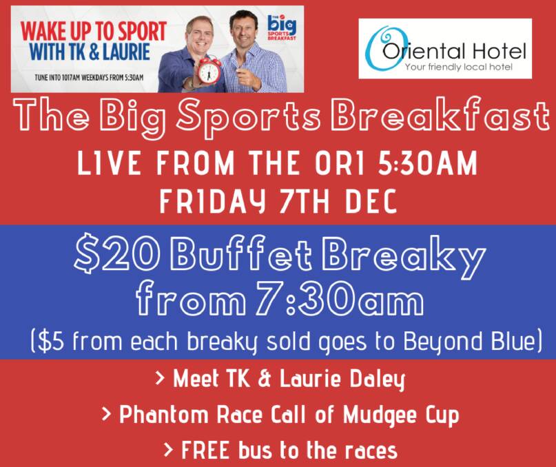 Beyond Blue Fundraiser: Don't forget we are doing a buffet breakfast this Friday morning while the The Big Sports Breakfast.