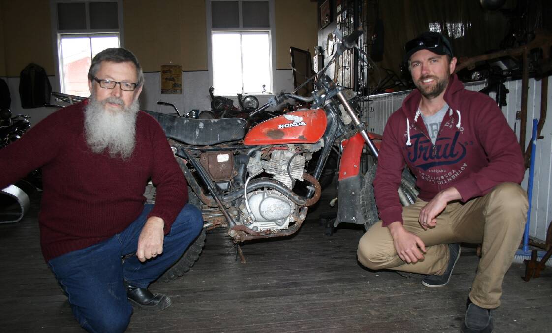 Helping Hand: Ken Hopkins from the Harley Museum of NSW Inc. and Constable Matt Kane from Rylstone Police.
