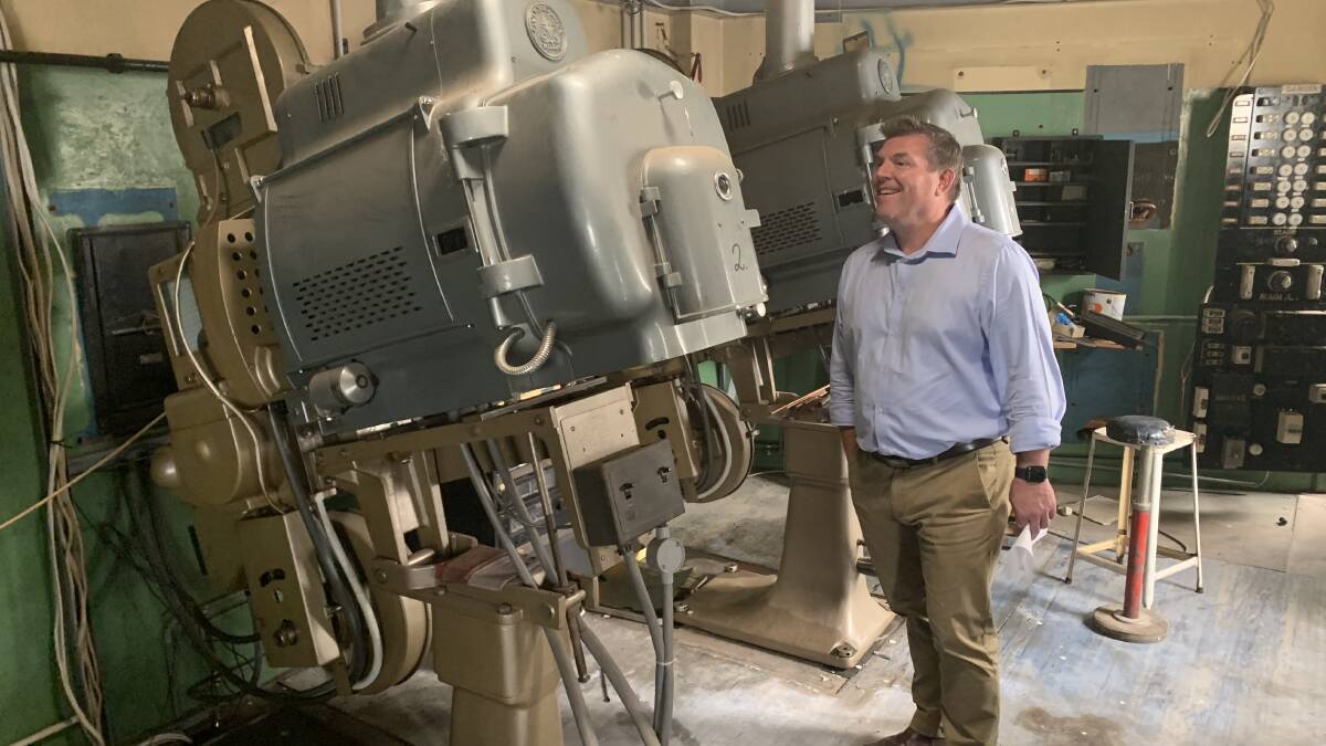 Listed: Member for the Dubbo electorate Dugald Saunders in the projector room of Mudgees Regent Theatre during a recent visit.