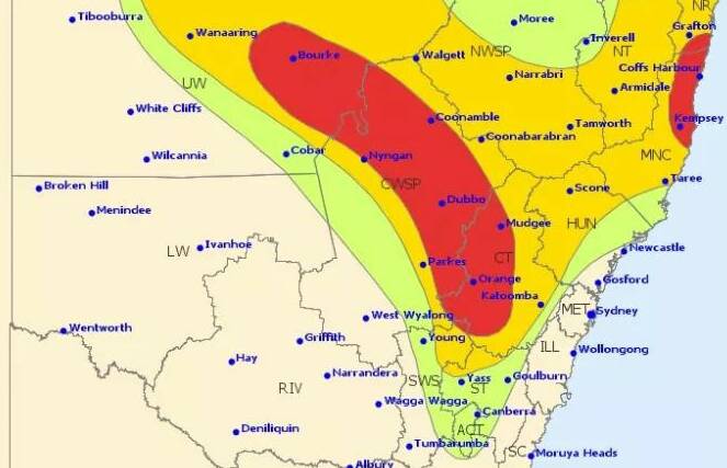 WARNING AREA: Orange and other Central West centres have been warned about storms on Monday afternoon.