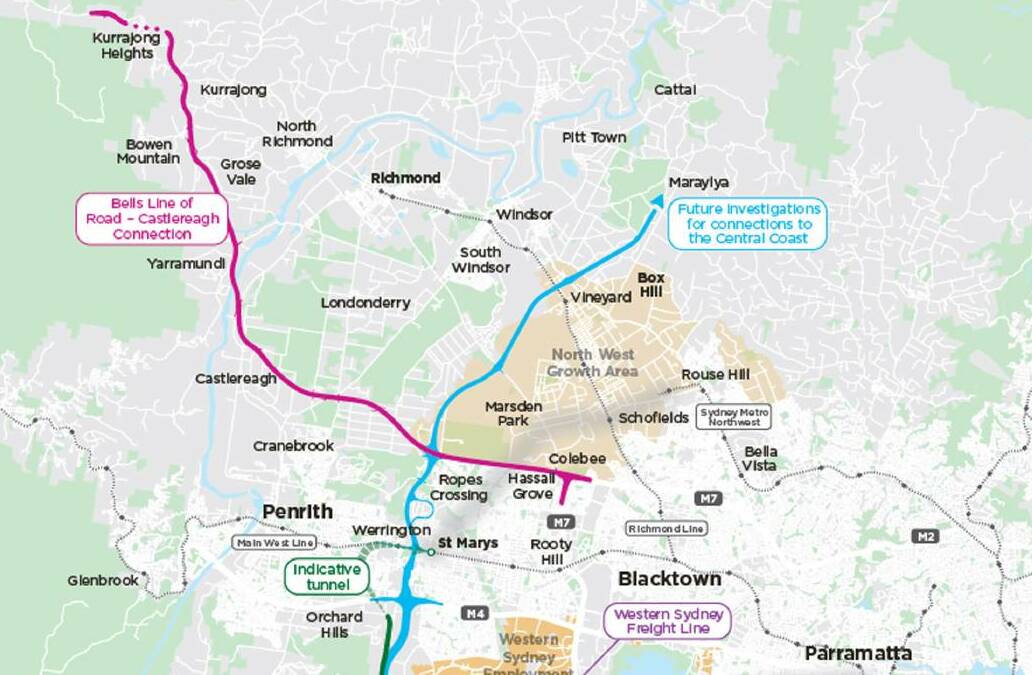 THE FUTURE: The proposed Bells Line of Road and Castlereagh Connection route.