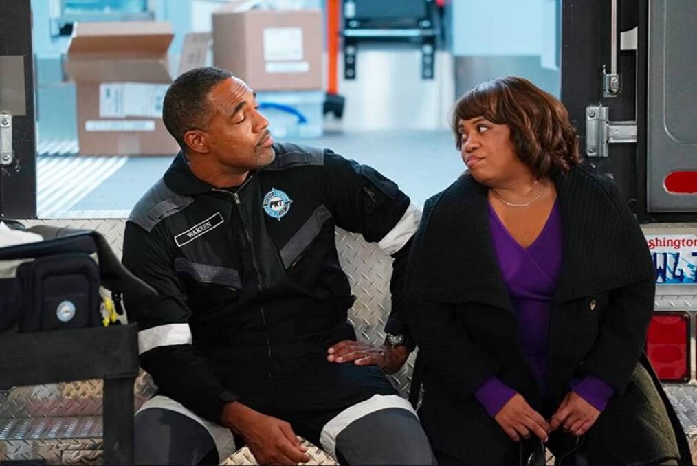 Rocky road: Firefighter and PRT physician Ben Warren in conversation with his wife, chief of surgery Miranda Bailey (Chandra Wilson) in Station 19. BELOW: Beau Ryan takes over the co-host role on Studio 10.