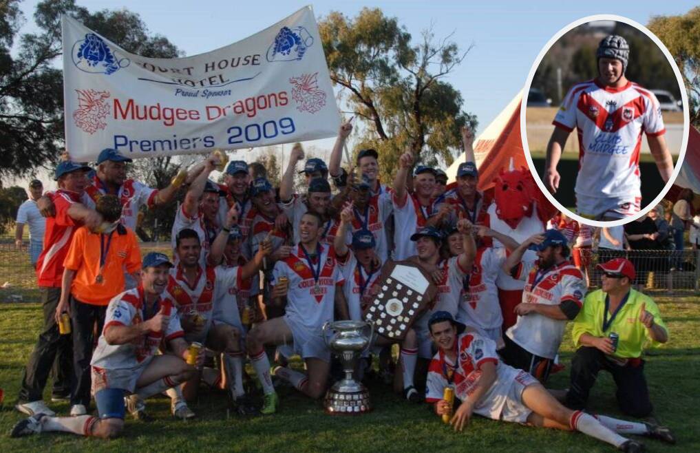 OLD DAYS: The Mudgee Dragons hope to have the same fate as their 2009 team (pictured), while Jared Robinson celebrates 200 games (insert).