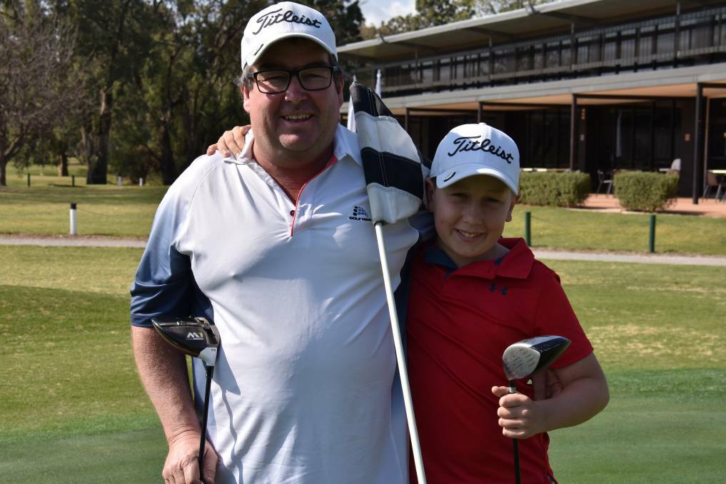 NUMBERS ON THE RISE: Mark Hale says despite the COVID-19 restrictions, Mudgee Golf Club has experienced a boost in numbers, while James Hale improves out of sight. Photo: Jay-Anna Mobbs