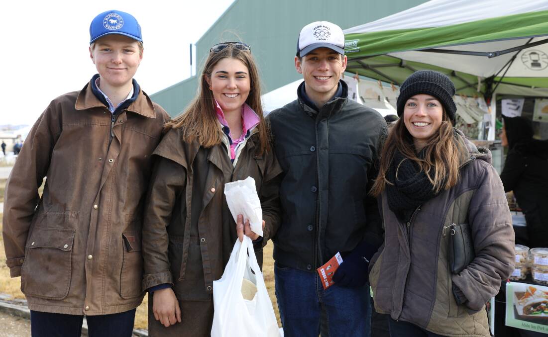 Angus, Emily, Connor and Kelsey pictured outside stalls at the 2019 Mudgee Small Farm Field Days. Picture: Simone Kurtz