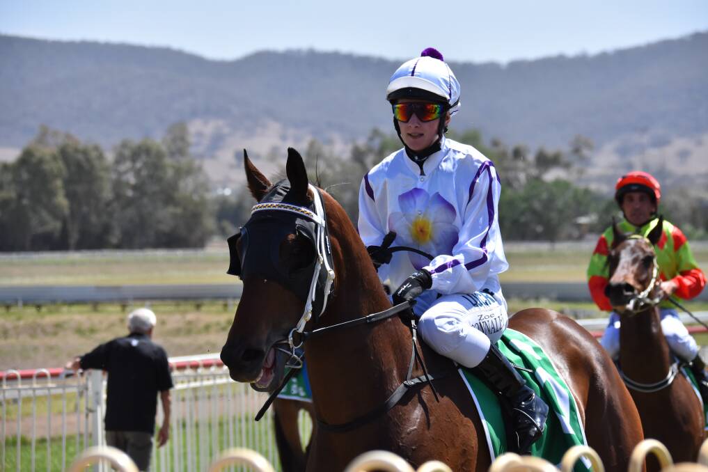 IMPRESSIVE RUN: Zoe Connally rode Hawkesbury product, Heza Gentleman to victory in the first race of the Cox Plate race meet. Photo: Jay-Anna Mobbs