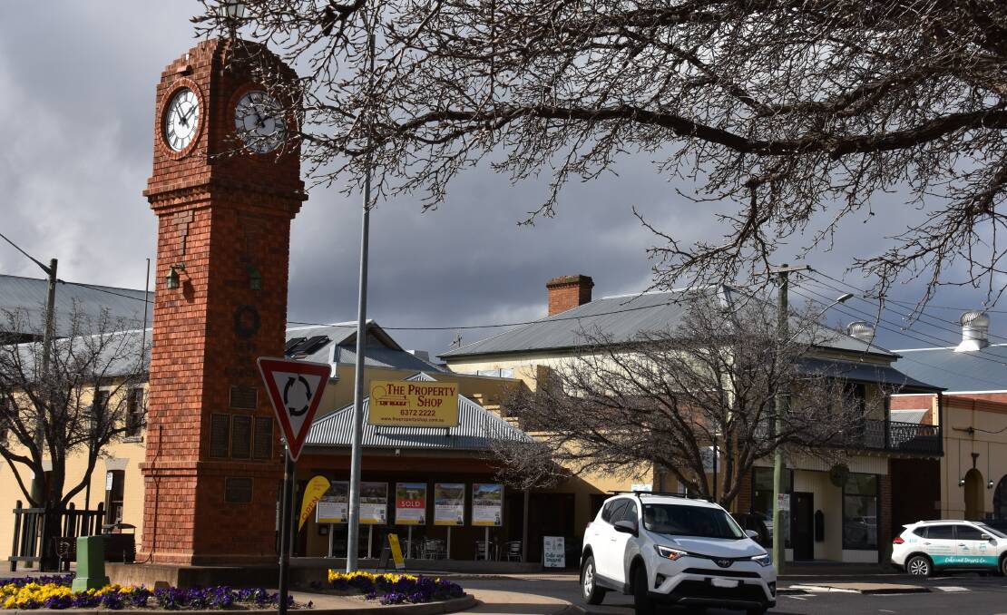 The Market and Church Street clock roundabout in Mudgee on July 26, 2022. Picture: Jay-Anna Mobbs