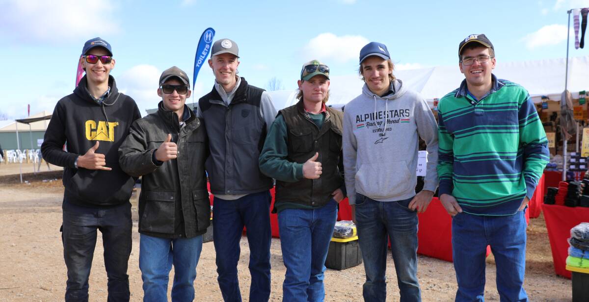James Pace, Troy Rawson, Jack Harrison, Luke Mitterer, Brad Murray and Clay Brown at the 2019 Mudgee Small Farm Field Days. Picture: Simone Kurtz